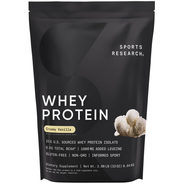 Sports Research Whey Protein Isolate - Sports Nutrition Protein Powder 25g per Scoop - 2lb Bag Whey Protein - Dutch Chocolate Bulk Protein Powder, 25 Servings