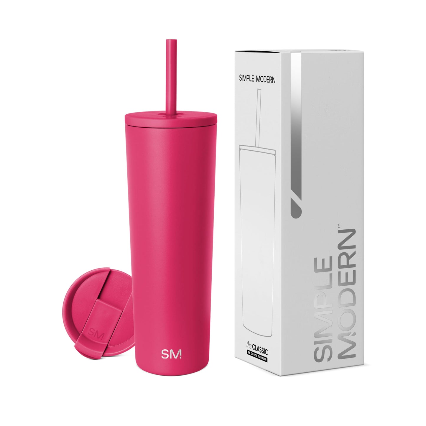 Simple Modern Insulated Tumbler with Lid and Straw | Iced Coffee Cup Reusable Stainless Steel Water Bottle Travel Mug | Gifts for Women Men Her Him | Classic Collection | 24oz | Midnight Black