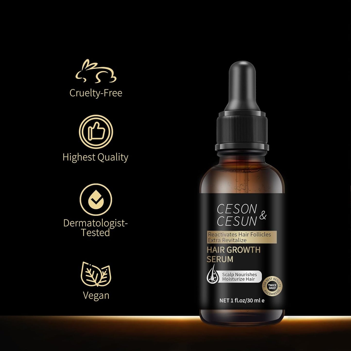 Ceson&Cesun Hair Growth Serum/Scalp Oil, With Biotin & Rosemary Castor Oil, Hair Thickening Serum For Hair loss, Water-Based, Nourishes The Scalp, Natural Hair Regrowth & Dry Damaged Hair Treatment
