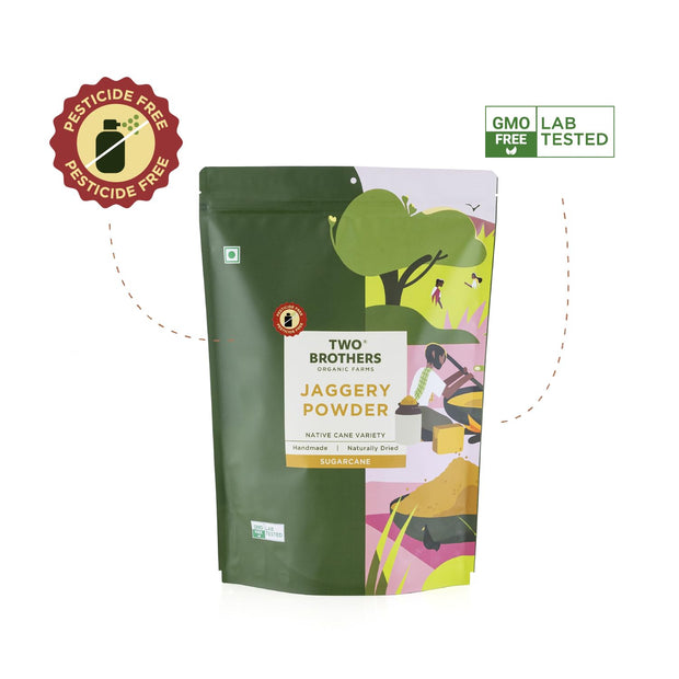 Jaggery Powder made from Juiciest Sugarcane | No Sulphur, No Chemicals | Best Alternative of Sugar | Natural Sweetener | 16 Oz from Two Brothers Organic Farms