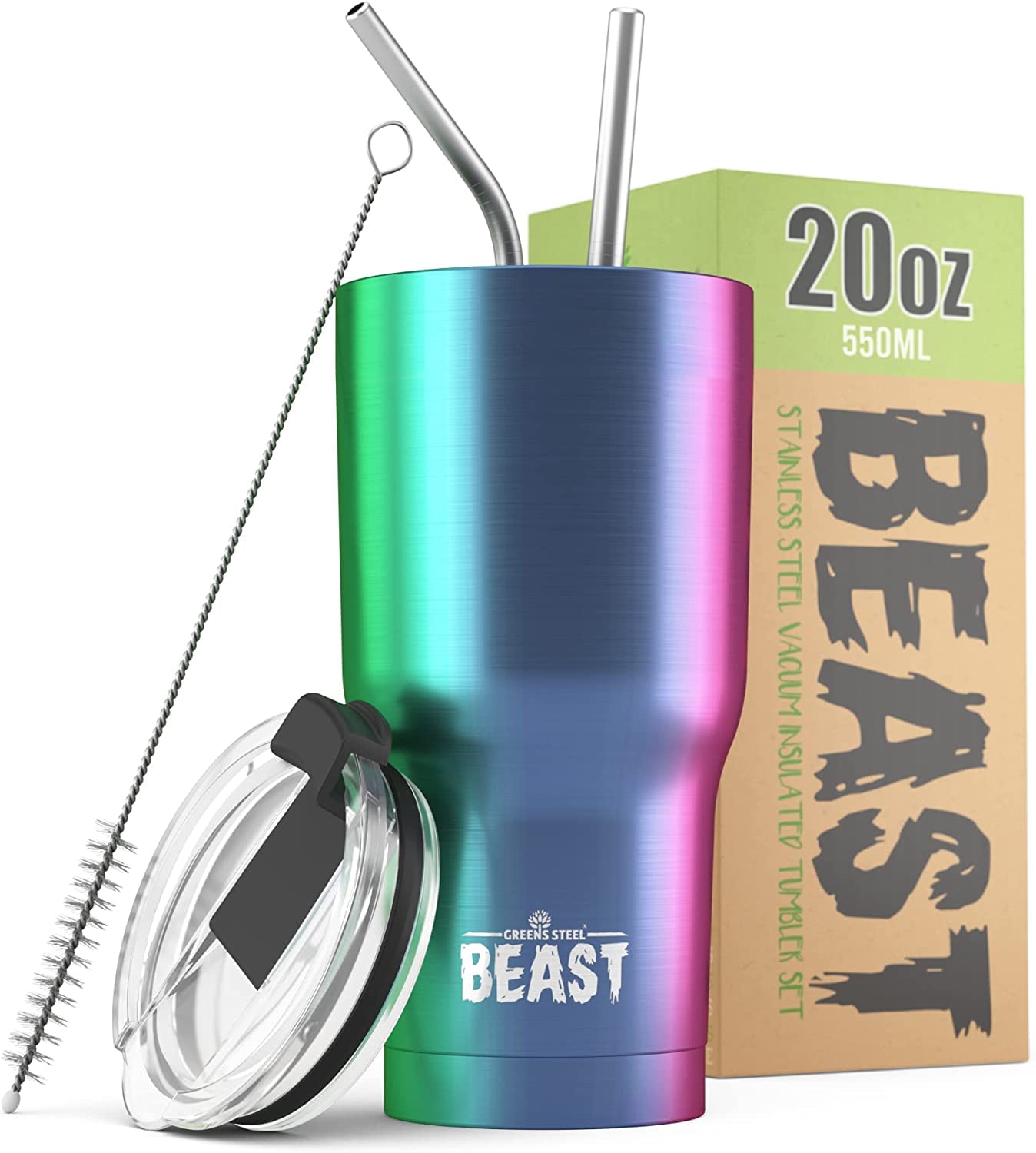 Beast 50 oz Tumbler Stainless Steel Vacuum Insulated Coffee Ice Cup Double Wall Travel Flask (Arctic White)
