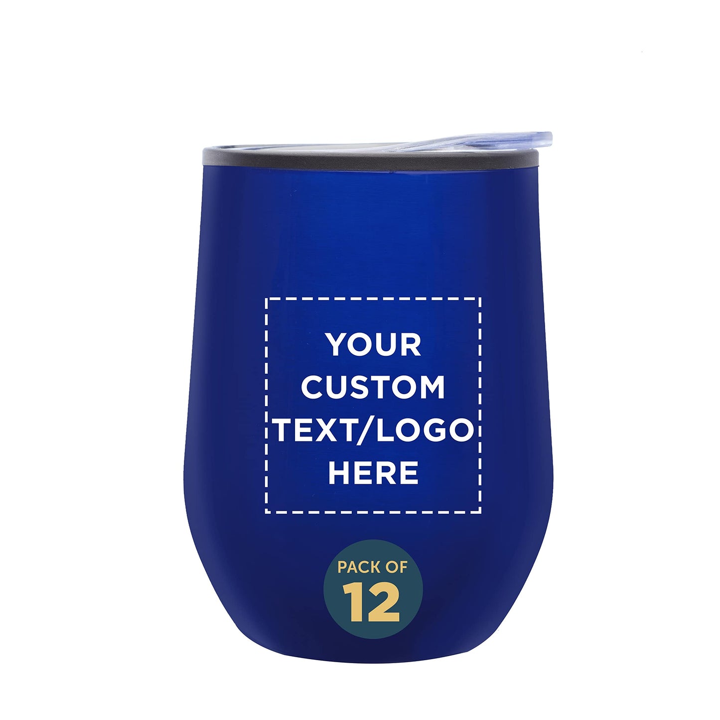 Custom Stemless Wine Tumblers 12 oz. Set of 6, Personalized Bulk Pack - Insulated, Perfect for Wine, Cocktails, Other Hot & Cold Beverages - Silver