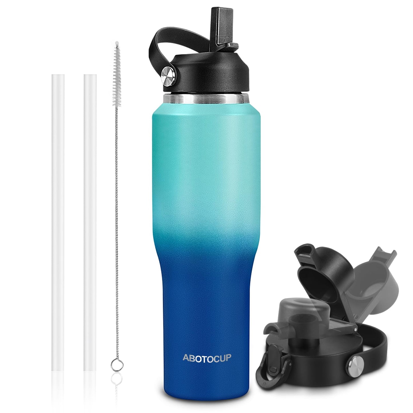 32oz Water Bottle Insulated with Powder Coated, Fit in Any Car Cup Holder, Water Bottles with Straw and Spout Lids, Stainless Steel Insulated Double Wall Leak-proof BPA Free to Keep Cold&Hot