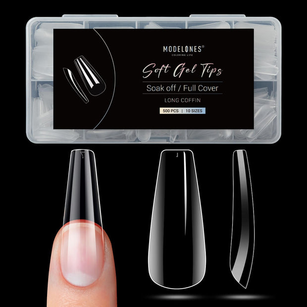 Modelones Medium Almond Nail Tips 510Pcs Clear False Acrylic Almond Press on Nails Pre-shape Full Cover Fake Extension DIY at Home 15 Sizes