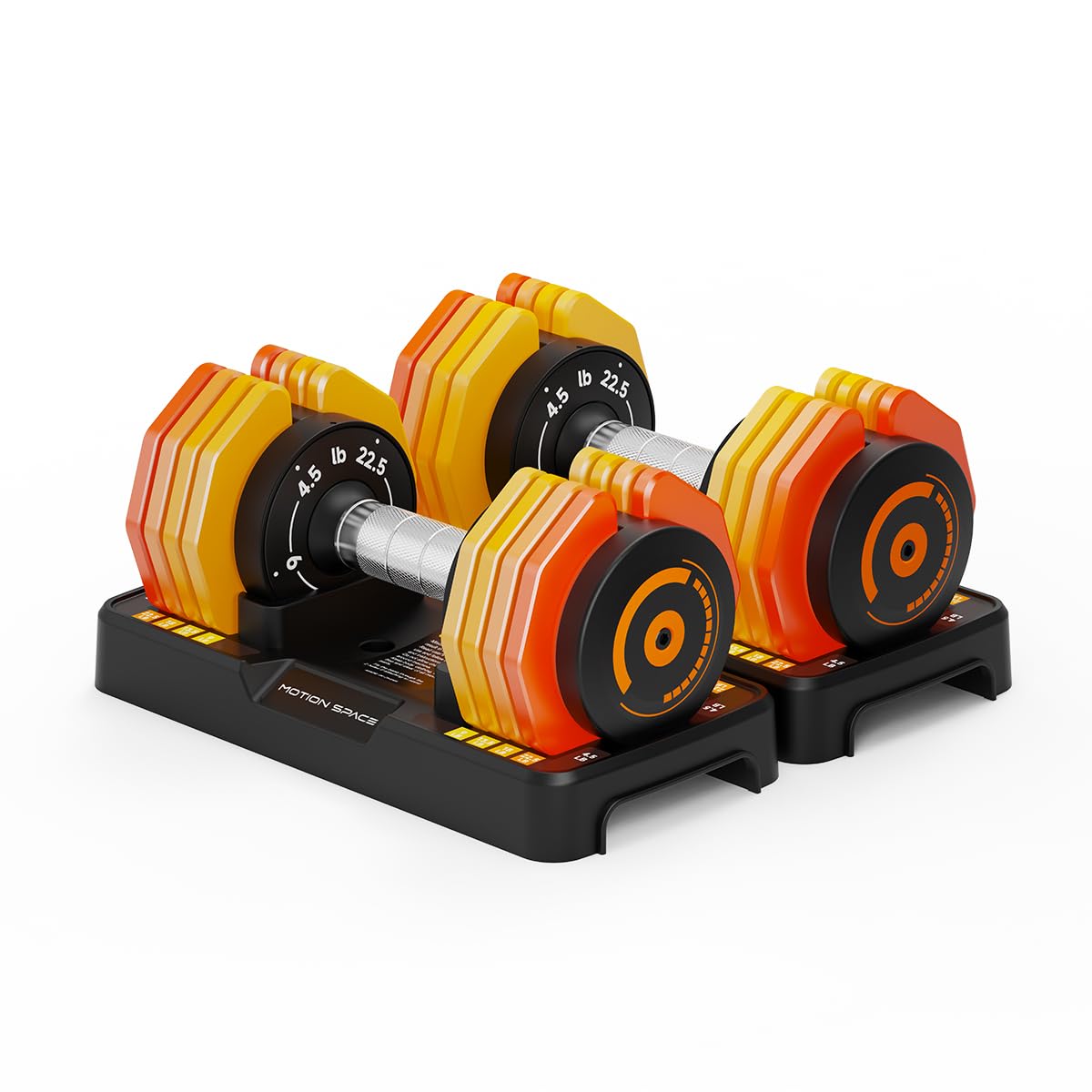 Adjustable Dumbbells Set 12.5LB/22.5LB Pair, 1-Sec Fast Adjustable 5 Weights by Turning Handle, Premium Comfort Non-slip Metal Dumbbells with Tray, Compact Size for Full Body Home Workout