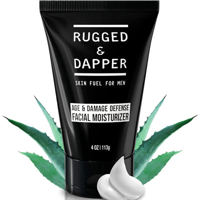 RUGGED & DAPPER - Age Defense Face Moisturizer for Men | 4oz | Hydrating Mens Face Lotion | Unscented + Anti- Aging Formula for Clear Skin | Natural Ingredients | Made in USA