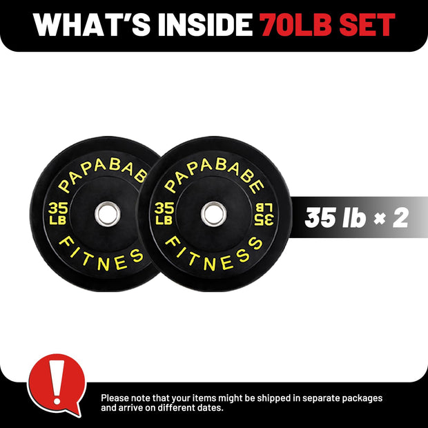 Papababe Weight Plates, 2-Inch Weights Plates Set, Floor Protective Rubber Weight Plates, 10-600lbs Bumper Plates for Barbell Strength Training & Weightlifting (Single/Pair/Full Set)