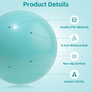 Small Pilates Ball 9 Inch Small Exercise Ball Mini Workout Yoga Balls for Gym Yoga, Core Training, Fitness, Workout, Stability, Improves Balance