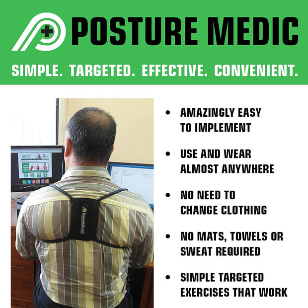 PRIMEKINETIX PostureMedic Dynamic Posture Brace for Neck and Back Support -For Enhanced Shoulder Alignment, Posture Improvement & Stretching- M(Blue)