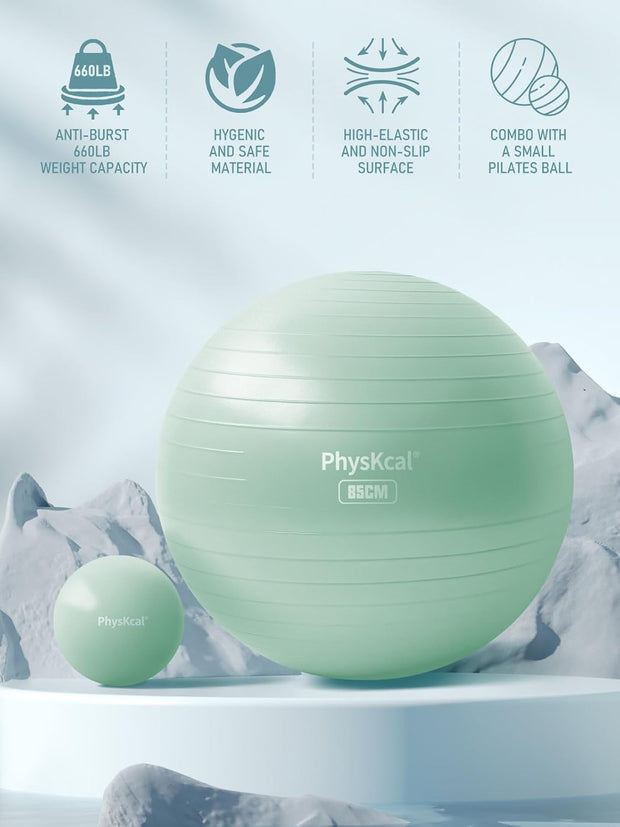 Yoga Ball for Exercise, Pilates Set, 4 Sizes Fitness Ball for Workout, Birthing, Pregnancy, Physical Therapy- Pump Included