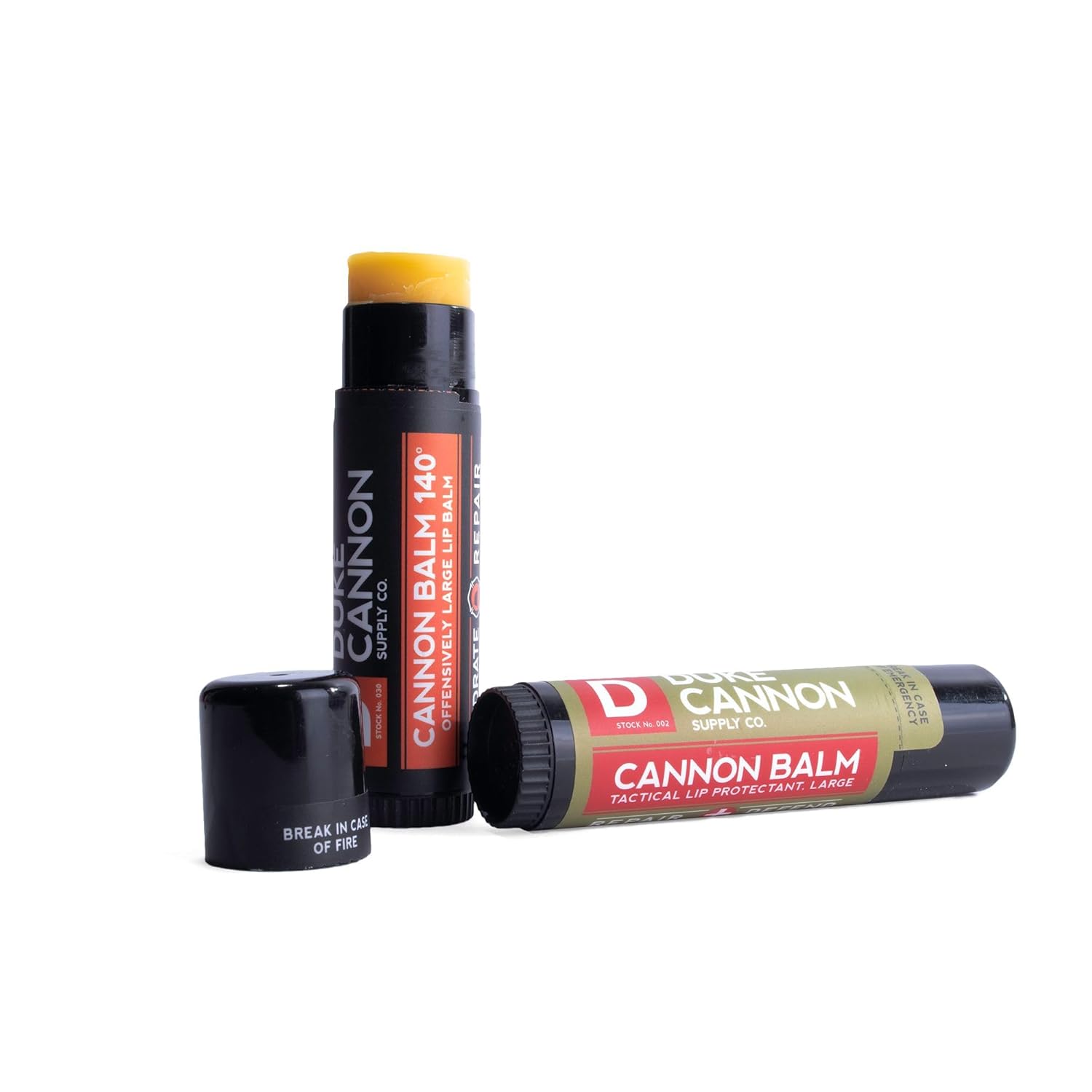 Duke Cannon Cannon Lip Balm 140° & Tactical Lip Protectant Bundle - SPF 30 & SPF 15, Blood Orange Mint & Fresh Mint Flavors, 4-Pack (2 Pack Each Flavor)
