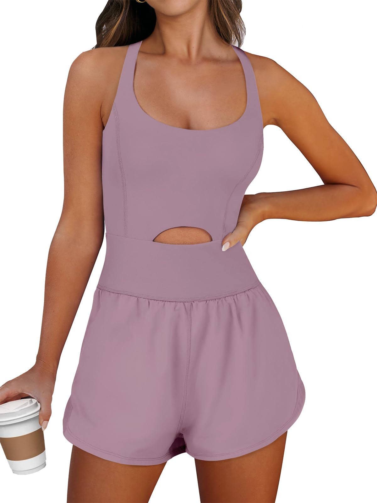 ANRABESS Women Rompers Running Exercise Workout Set One Piece Jumpsuits Gym Yoga Outfits 2025 Summer Active Wear Clothes