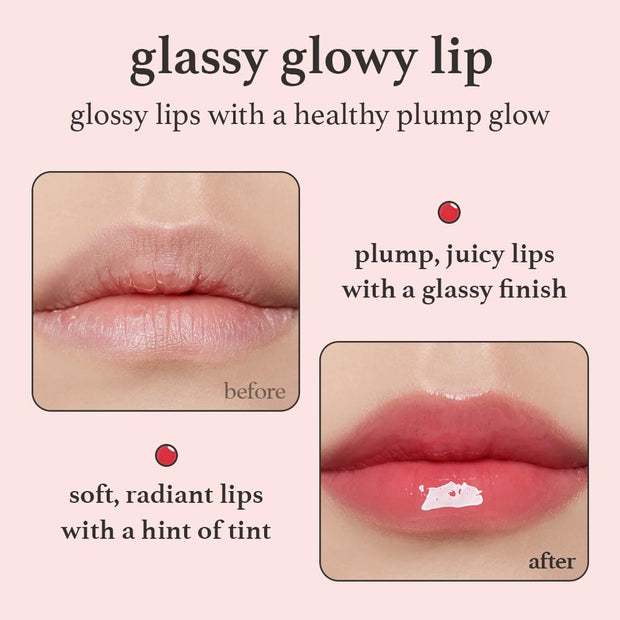 NOONI Korean Hydrating Lip Oil - Appleberry | Long-Lasting, Moisturizing, Plumping, Revitalizing for Dry Lips, Waterproof, No Peel Off, Hydrating, Nourishing Crystal Clear, 0.12 FL Oz