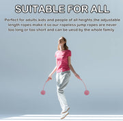 Jump Rope Ropeless Skipping Rope for Fitness Training Exercise, Adjustable Weighted Cordless Jump Rope for Men Women Kids