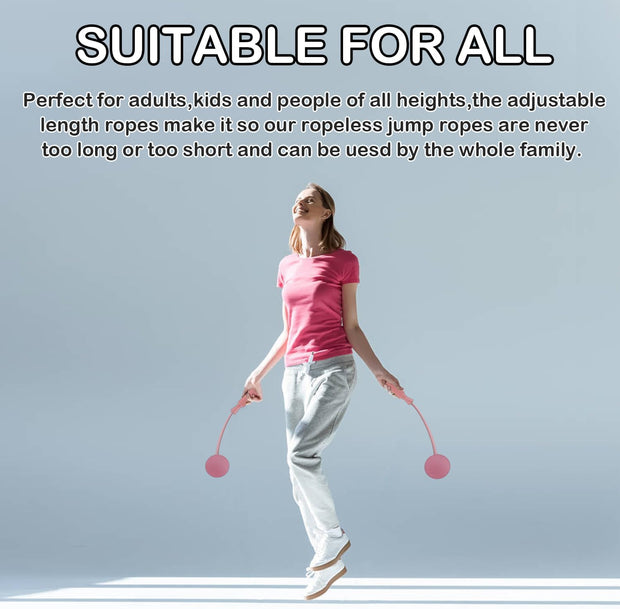Jump Rope Ropeless Skipping Rope for Fitness Training Exercise, Adjustable Weighted Cordless Jump Rope for Men Women Kids