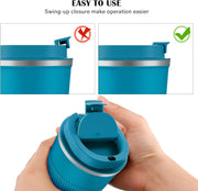 MOMSIV 12oz Travel Mug, Insulated Coffee Cup with Leakproof Lid, Travel Coffee Mug Vacuum Stainless Steel Double Walled Reusable Coffee Cup for Hot and Cold Water Coffee