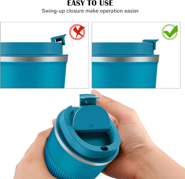 MOMSIV 12oz Travel Mug, Insulated Coffee Cup with Leakproof Lid, Travel Coffee Mug Vacuum Stainless Steel Double Walled Reusable Coffee Cup for Hot and Cold Water Coffee