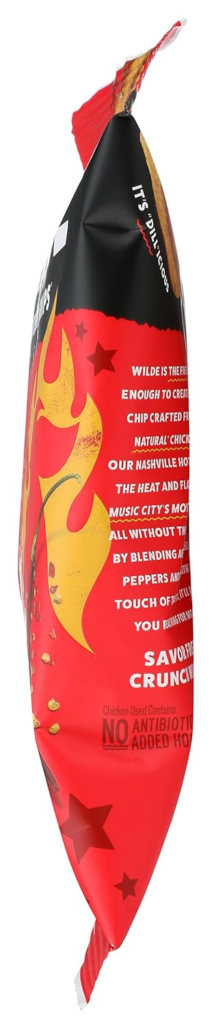 Nashville Hot Chicken Chips by Wilde Chips, Thin and Crispy, High Protein, Keto, Made with Real Chicken 2.25oz Bag