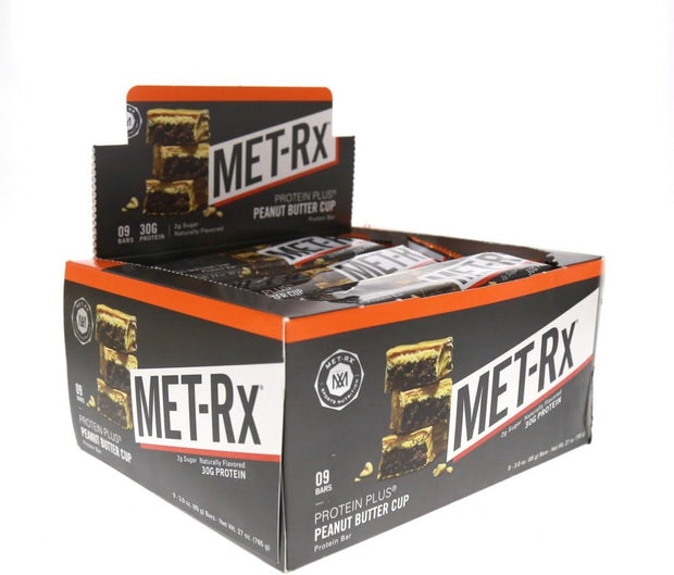 MET-Rx Protein Plus Bar, Great as Healthy Meal Replacement, Snack, and Help Support Energy, Gluten Free, Peanut Butter Cup, With Vitamin A, Vitamin C, and Zinc to Support Immune Health, 85 g,9 Count