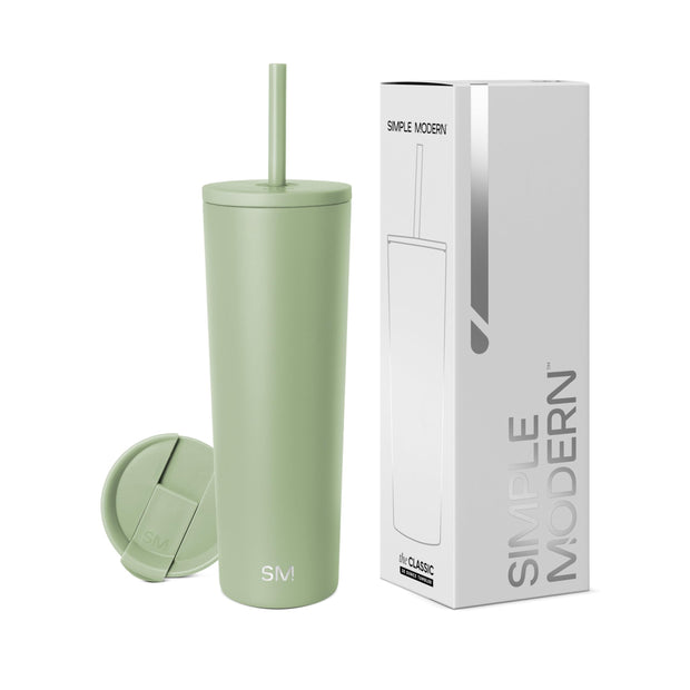 Simple Modern Insulated Tumbler with Lid and Straw | Iced Coffee Cup Reusable Stainless Steel Water Bottle Travel Mug | Gifts for Women Men Her Him | Classic Collection | 24oz | Midnight Black