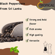 Tropical Goodness Organic Black Peppercorns Whole 16 oz/1lb, For grinder refill, Authentic Tropical Flavour, USDA & Kosher Certified, Non-GMO, Gluten-Free