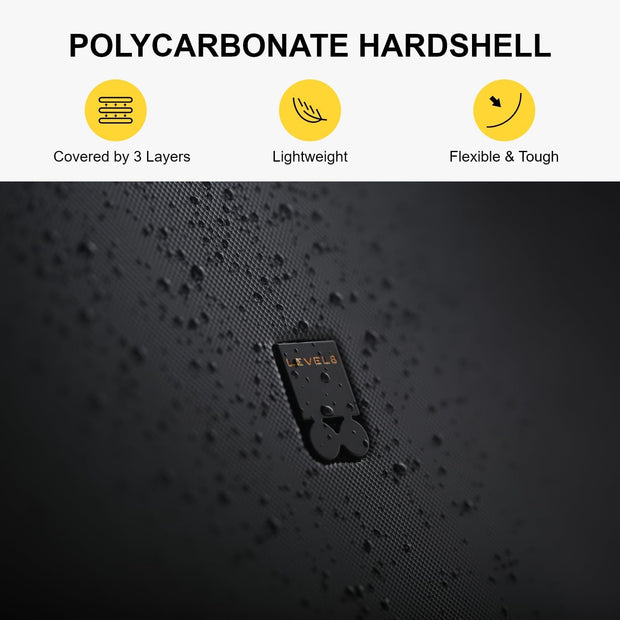 LEVEL8 Trunk Luggages, Large Suitcase 28 Inch Luggage with Spinner Wheels, Luminous Textured Checked Lightweight Hard Shell with Tsa Lock, Black