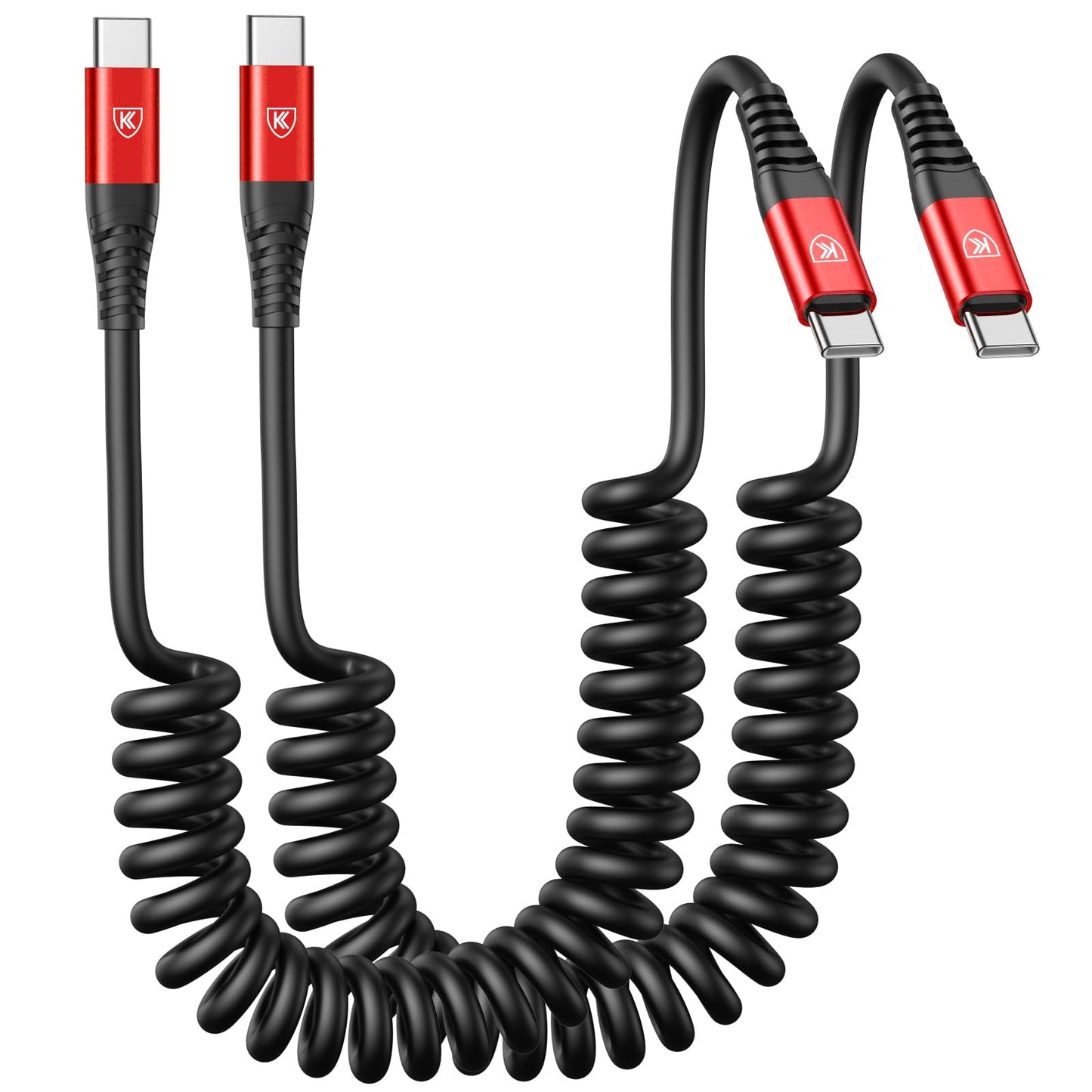 USB C to C Cable 3ft 2Pack Coiled USB C Charger Cable for Car Type C Fast Charging Cable for iPhone 16/15/Plus/Pro/Pro Max/Samsung Galaxy S23