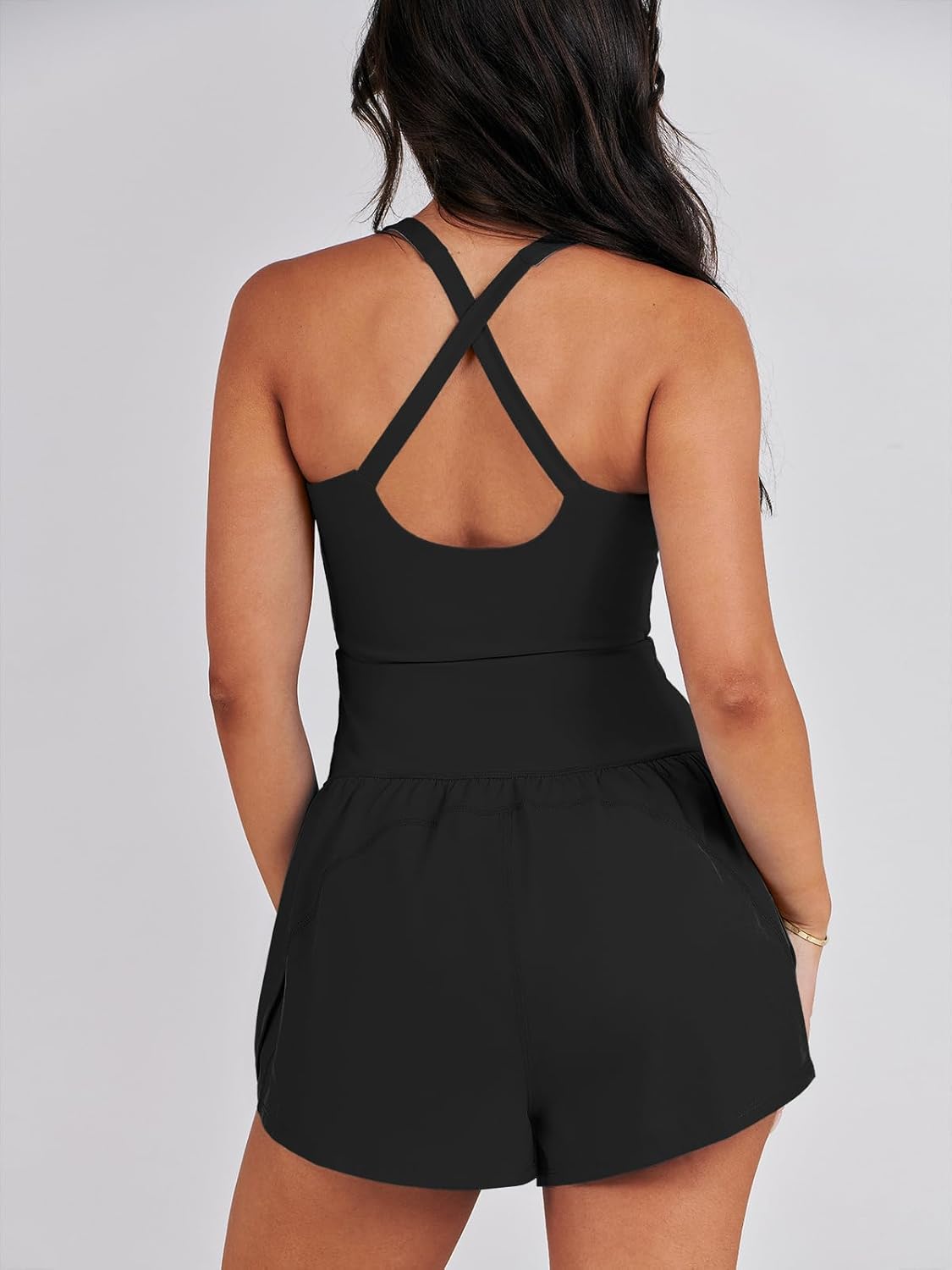 ANRABESS Women Rompers Running Exercise Workout Set One Piece Jumpsuits Gym Yoga Outfits 2025 Summer Active Wear Clothes