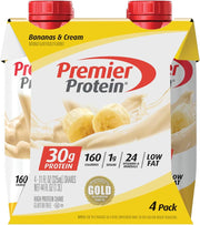 Premier Protein, 30g Shakes Bananas and Cream, 44 Fl Oz, Pack of 4