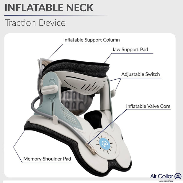 Neck Traction Device by Air Collar - Neck Stretcher - Cervical Traction Device - Neck & Shoulder Pain Relief - Stretcher Collar for Improved Spine Alignment - 2nd Generation (2nd Gen - Electric)