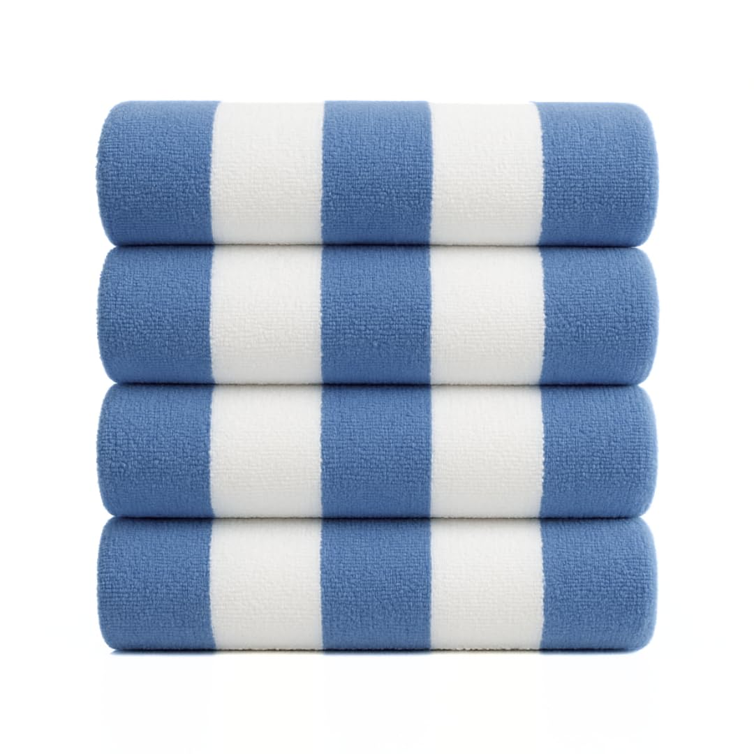 Cotton Turkish Beach Towel Towels Oversized 36"x72" Pool Absorbent Extra Large Quick Dry Sand Travel Towel (Beige, 4 Pack)