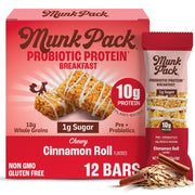 Munk Pack Peanut Butter Probiotic Protein Bars Stocking Stuffers | 10g Plant Protein, 1g Sugar, 6g Fiber | Diabetic-Friendly Ideal Breakfast Bars - On-the-Go Snacks, Gluten-Free, Non-GMO | 12 Count