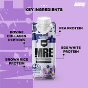 REDCON1 MRE Ready to Drink Protein Shakes, Blueberry Cobbler - Lactose + Whey Free RTD Protein Made with Real Whole Food Protein Blends - Keto-Friendly and Easy to Digest Nutritional Shake (12 Pack)
