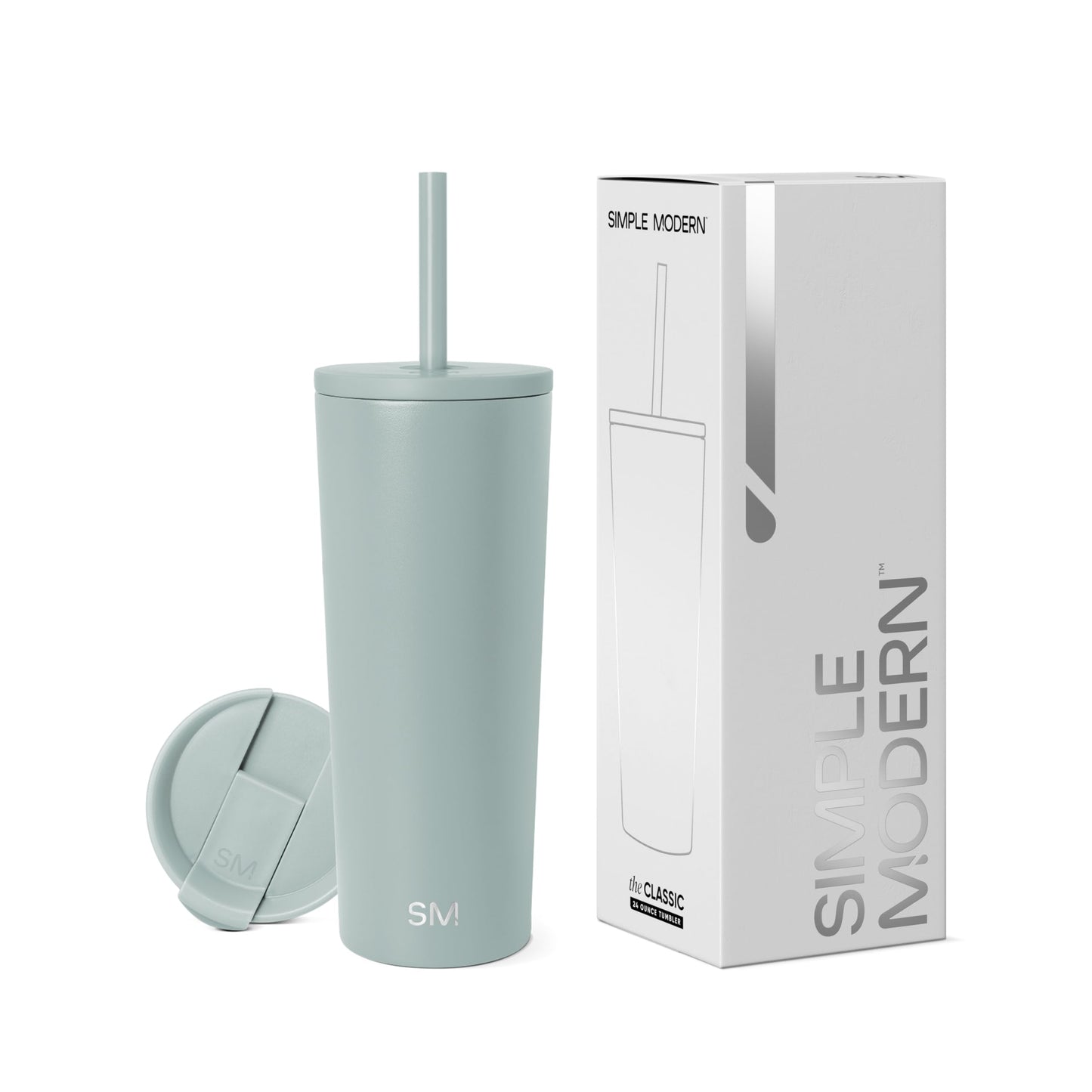 Simple Modern Insulated Tumbler with Lid and Straw | Iced Coffee Cup Reusable Stainless Steel Water Bottle Travel Mug | Gifts for Women Men Her Him | Classic Collection | 24oz | Midnight Black