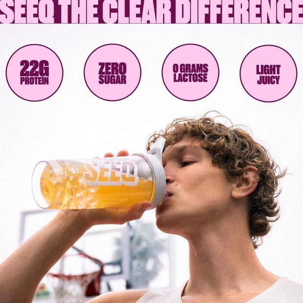 SEEQ Clear Protein Powder - Fruit Punch - 25 Servings - 22g Clear Whey Protein Isolate - Zero Sugar - 0g Lactose - Allergen Friendly - GLP1 Support - Bone Health - Muscle Post Workout Recovery