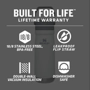 Stanley IceFlow Flip Straw Water Bottle 22 oz | Built-In Straw for Travel and Sports | Lightweight and Leak Resistant | Insulated Stainless Steel | BPA-Free | Polar