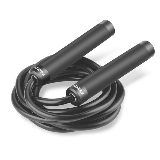 FEECCO Weighted Jump Rope - Heavy PVC Ropes with Metal Handles and Ball Bearings
