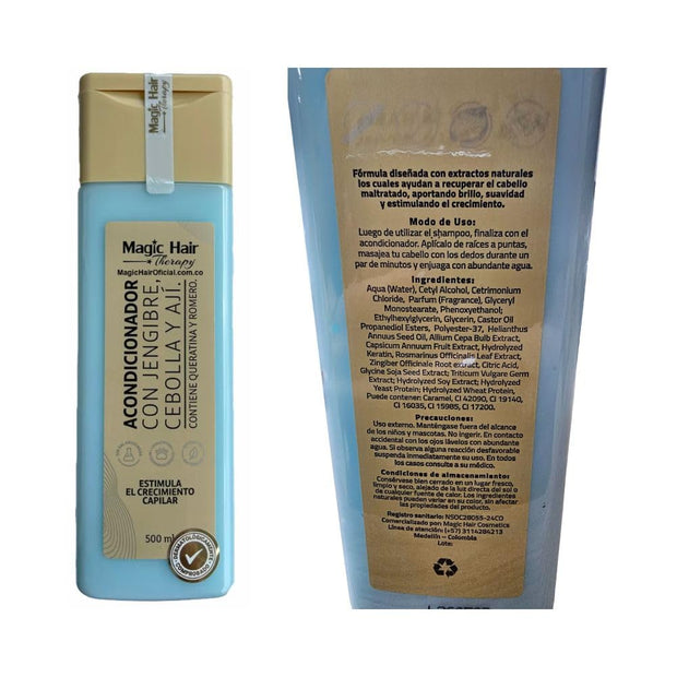 Magic Hair KIT (2 PACK) Shampoo de Cebolla con Aji y Acondicionador de Jengibre y Aji