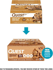 Quest Nutrition Chocolate Chip Dough Cookie Protein Bars, 21g Protein, 1g Sugar, 4g Net Carb, High Fiber, Gluten Free, Keto Friendy, 12 Count