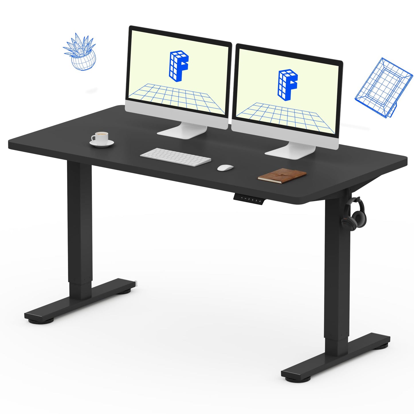 FLEXISPOT EN1 Whole-Piece Standing Desk, 48 x 24 Inches Height Adjustable Desk Stand up Desk Home Office Table for Computer Laptop (White Frame + Maple Desktop)