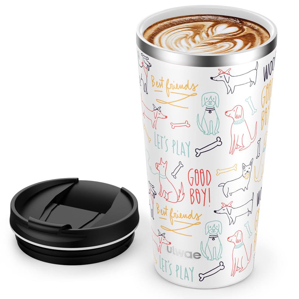 Insulated Coffee Mug with Ceramic Coating, 18oz Travel Mug with Leak-proof Lid, Vacuum Double-wall Tumbler, Stainless Steel Thermal Cup for Tea, Hot Cocoa, Cold Beverage, Ice Drinks
