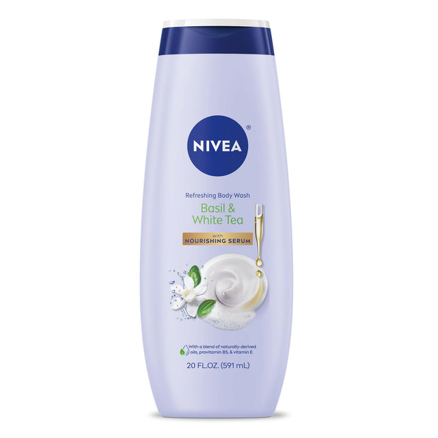 NIVEA Refreshing White Peach and Jasmine Body Wash with Nourishing Serum, Scented Body Wash for Women, Enriched with Provitamin B5 and Vitamin E, 20 Fl Oz Bottle