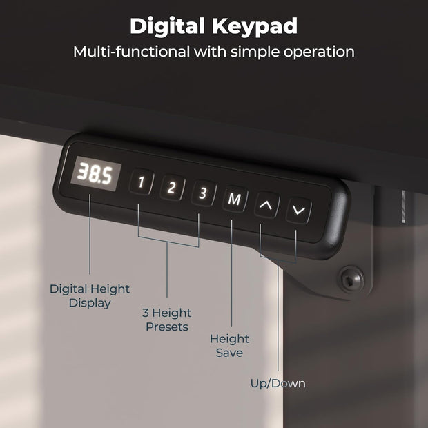4 Legs Standing Desk, Large 79x31 Inches Electric Adjustable Height Desk with Splice Board, Stand Up Desk Home Office Computer Workstation, Black