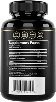 Prime Labs Creatine HCl Capsules - with CON-CRĒT®, Rhodiola Root Extract, & L-Theanine - Muscle Support, Endurance, Cognitive Function - for Men & Women - 60 Pills