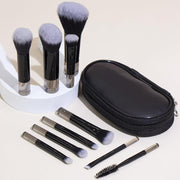 Portable ON THE GO Makeup Brush Set, COSHINE 10pcs Easy-taken Mini Full Complete Function Cosmetic Brushes Kit with Brush Pouch (colorful)