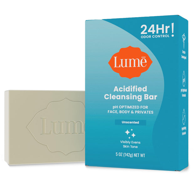 Lume Acidified Body Cleansing Bar - 24 Hour Odor Control - Removes Odor Better than Soap - Moisturizing Formula - Formulated Without SLS orParabens - OB/GYN Developed - 5 ounce (Clean Tangerine)