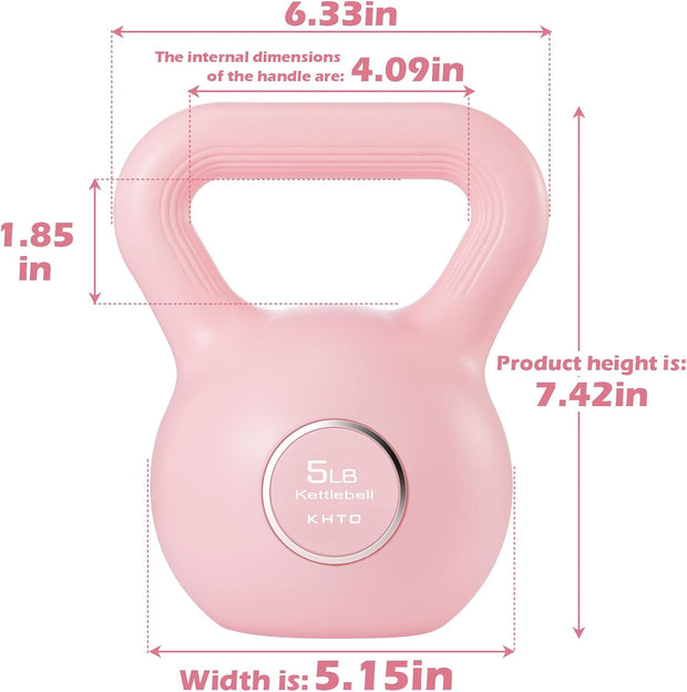 KHTO Kettlebells Fitness Exercise-Pink Strength Training Kettlebell Sets,Dumbbell Weights for Home Gym Equipment