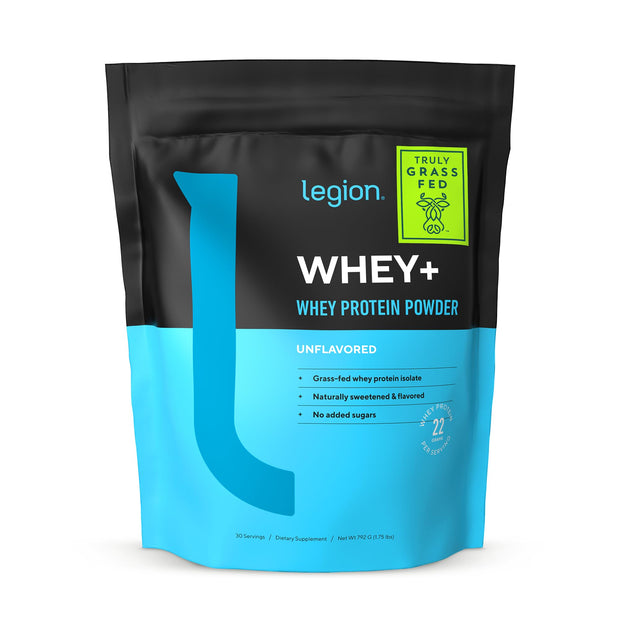 LEGION Whey+ Protein Whey Isolate from Grass Fed Cows - Whey Protein Isolate Powder Low Calorie, Non-GMO, Sugar Free, Lactose and Gluten Free, All Natural Protein Powder for Men & Women, 30 Servings