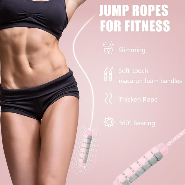 Jump Rope for Women & Men Adjustable Length Cotton Skipping Rope for Adults & Kids Workout Equipment for Weight Loss, Cardio, Boxing & Fitness Suitable for Home, Gym & School Use
