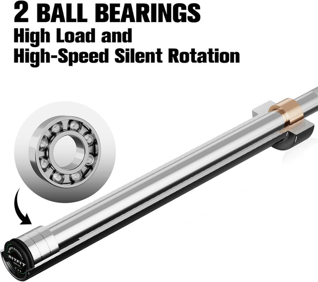 RITFIT 7FT Olympic Barbell for Strength and Weightlifting Training - 2 Inch Olympic Bar for Squat, Deadlift, Bench Press, Curl, Overhead Press - 500lbs/1000lbs/1500lbs Capacity